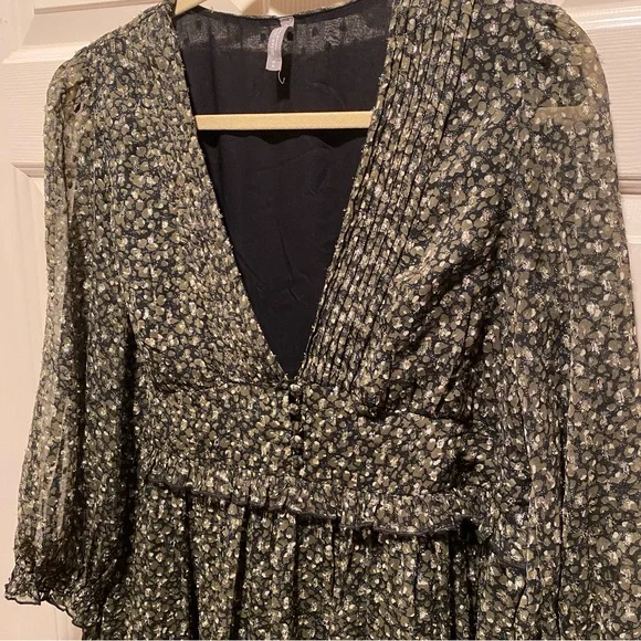 Mini Babydoll Metallic Sparkle Dress Urban Outfitters - Picture 4 of 11